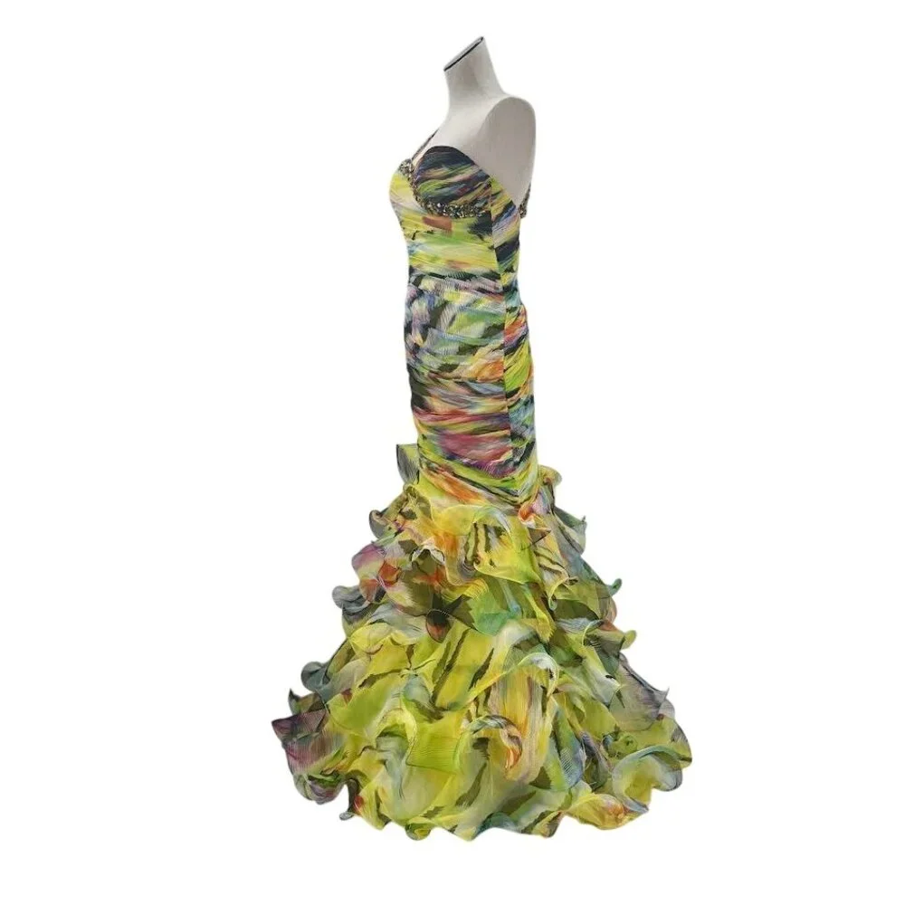 Alyce Designs Multicolor Yellow Jeweled Trumpet Dress - Picture 4 of 9